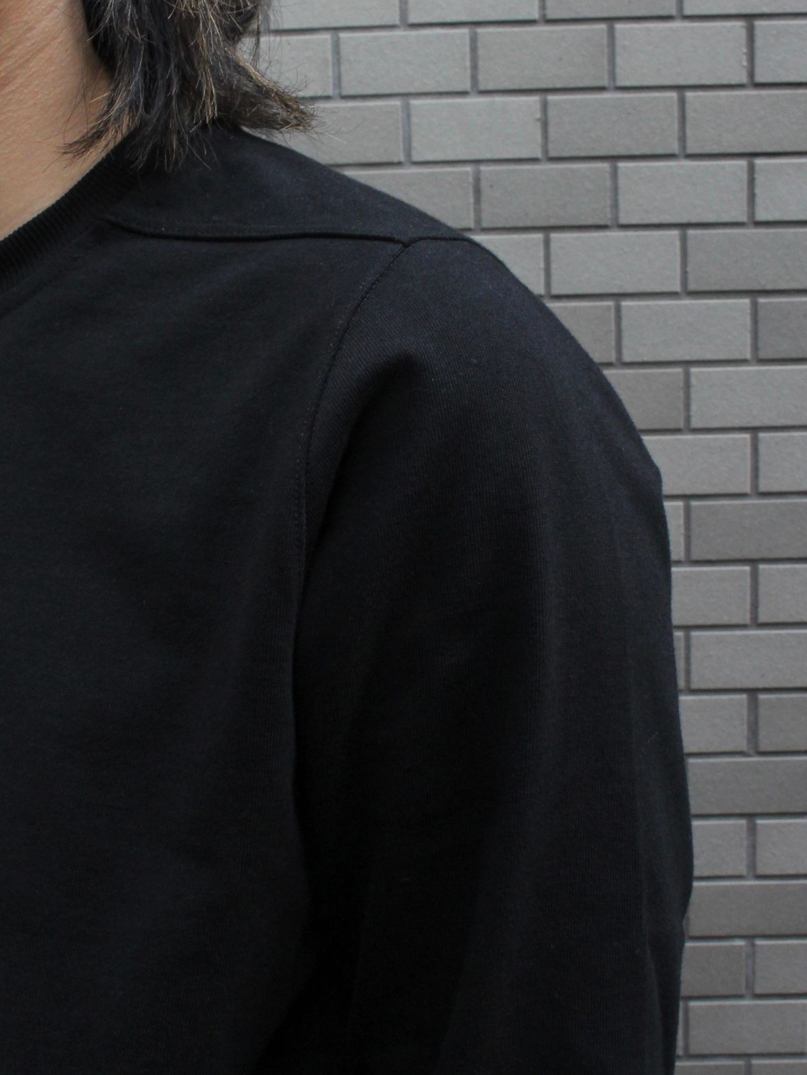 【25AW】リブ クルーネック 長袖スウェット シャツ / SHORT CREWNECK LS / ブラック