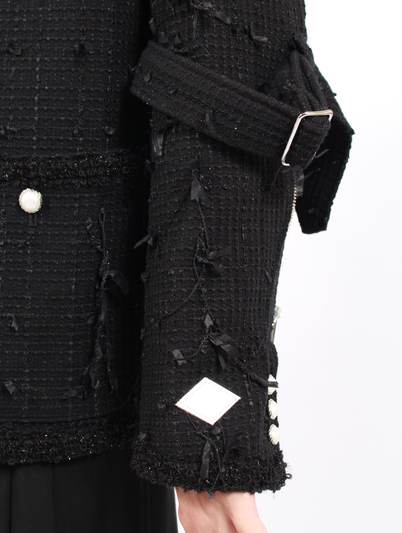 ジャケット・アウター el conductorH MIXED TWEED BONDAGE JKT el conductorH - MIXED TWEED BONDAGE NO COLLAR JKT (IVORY