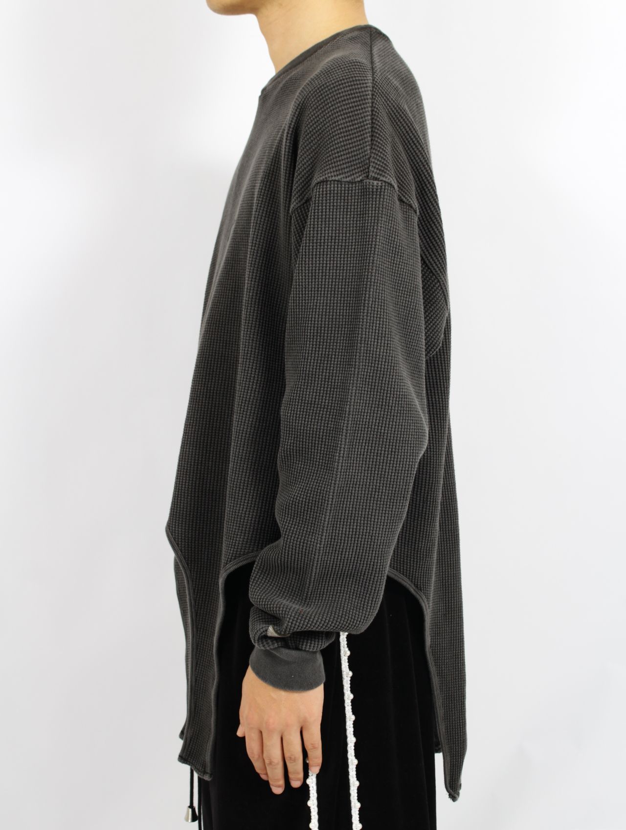 【25SS】ワッフル テール ロングスリーブ トップス / WAFFLE TAIL LONGSLEEVE TOP / ブラック