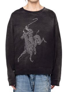 【24AW】ロデオ ブリーチド プルオーバー スウェット / "RODEO"BREACHED PULLOVER / ブラック