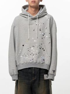 【26SS】ステッカーデザイン スウェット フーディー パーカー / EMBELLISHED HOODIE / グレー