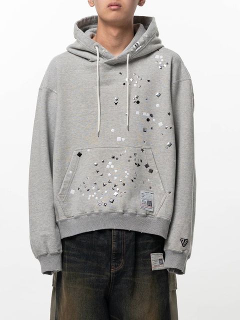 【26SS】ステッカーデザイン スウェット フーディー パーカー / EMBELLISHED HOODIE / グレー