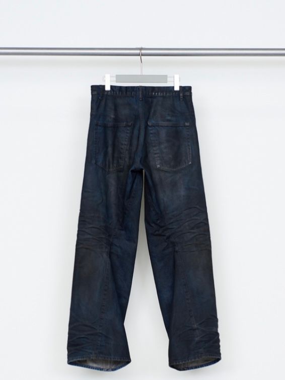 【26AW】3D ツイステッド ワイド レッグ ジーンズ デニム パンツ コーティング加工 / 3D TWISTED WIDE LEG JEANS / LUSTER COATED INDIGO(インディゴ)
