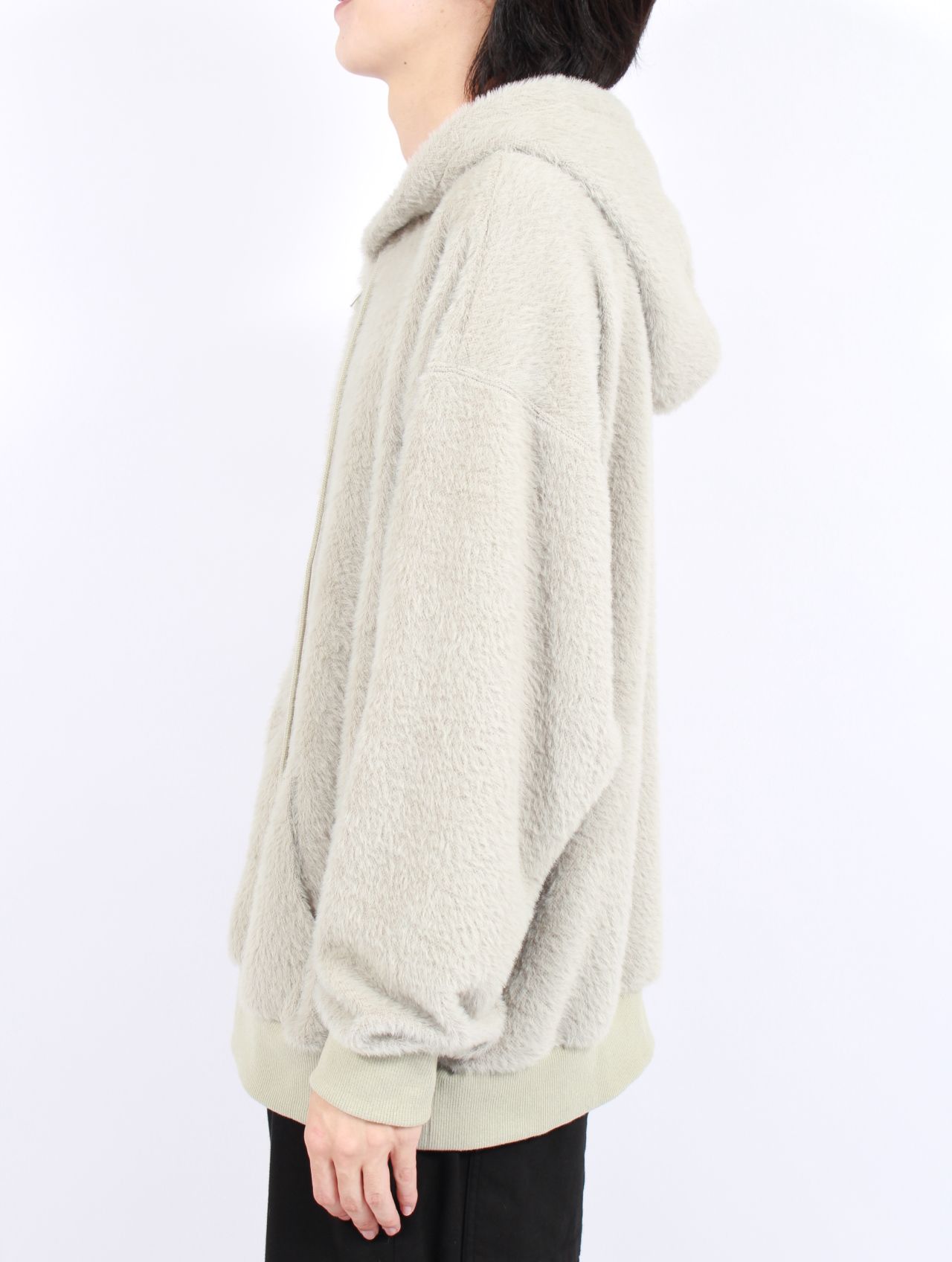 【25AW】テディベア フーデッド セーター シャギー ジップアップ パーカー / TEDDY BEAR HOODED SWEATER / ミント