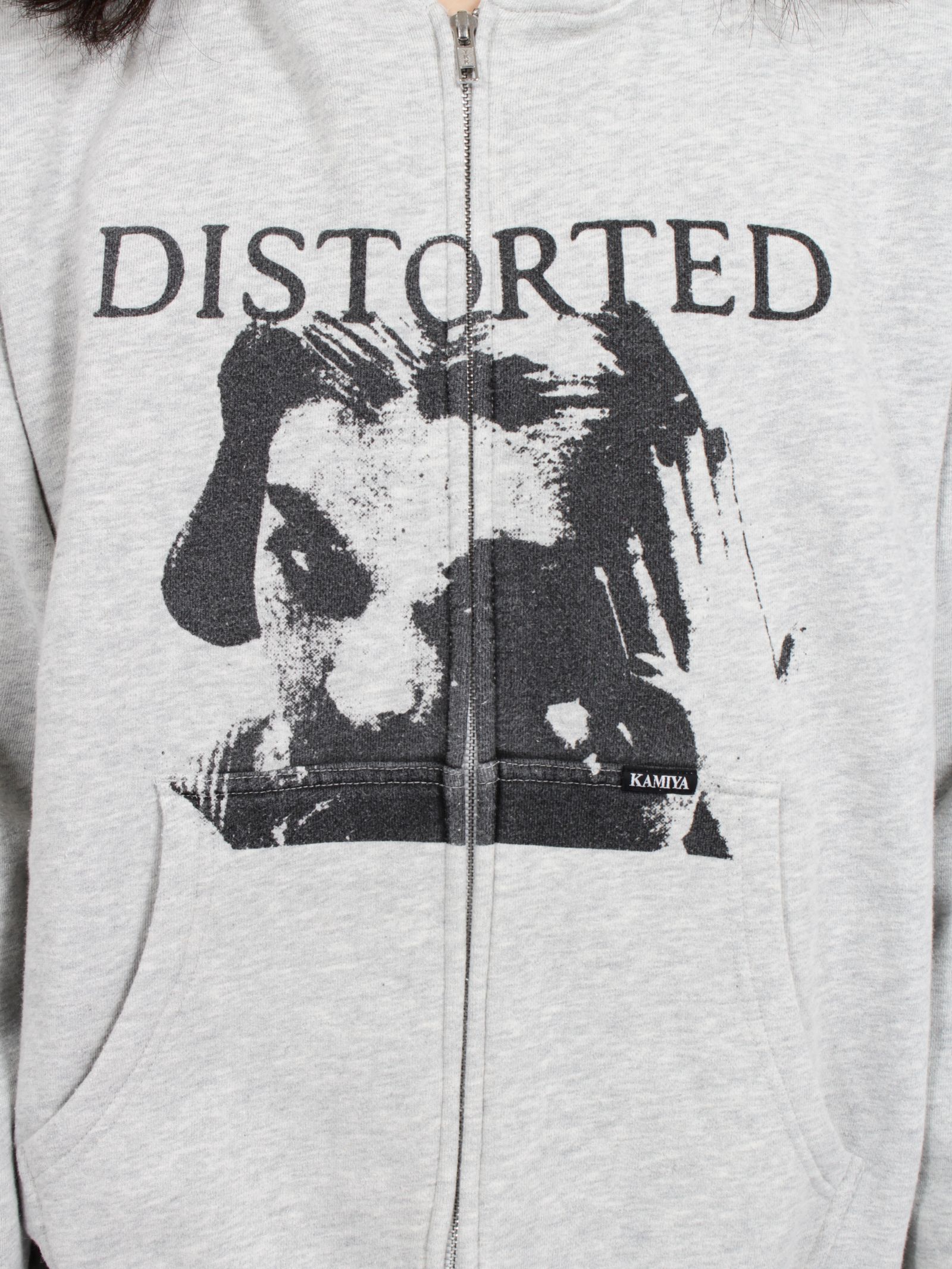 【26AW】ディストーテッド・ガール・ジップアップ・フーディ / "DISTORTED Girl" Zip-up Hoodie / グレー