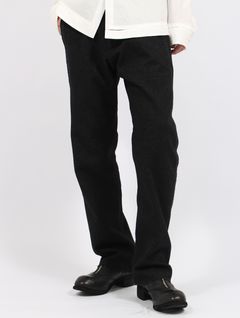 【25AW】 メンズ フィット トラウザーズ ウィズ 925 シルバー フック クローザー / MENS FITTED TROUSERS WITH 925 SILVER HOOK CLOSER / オフブラック