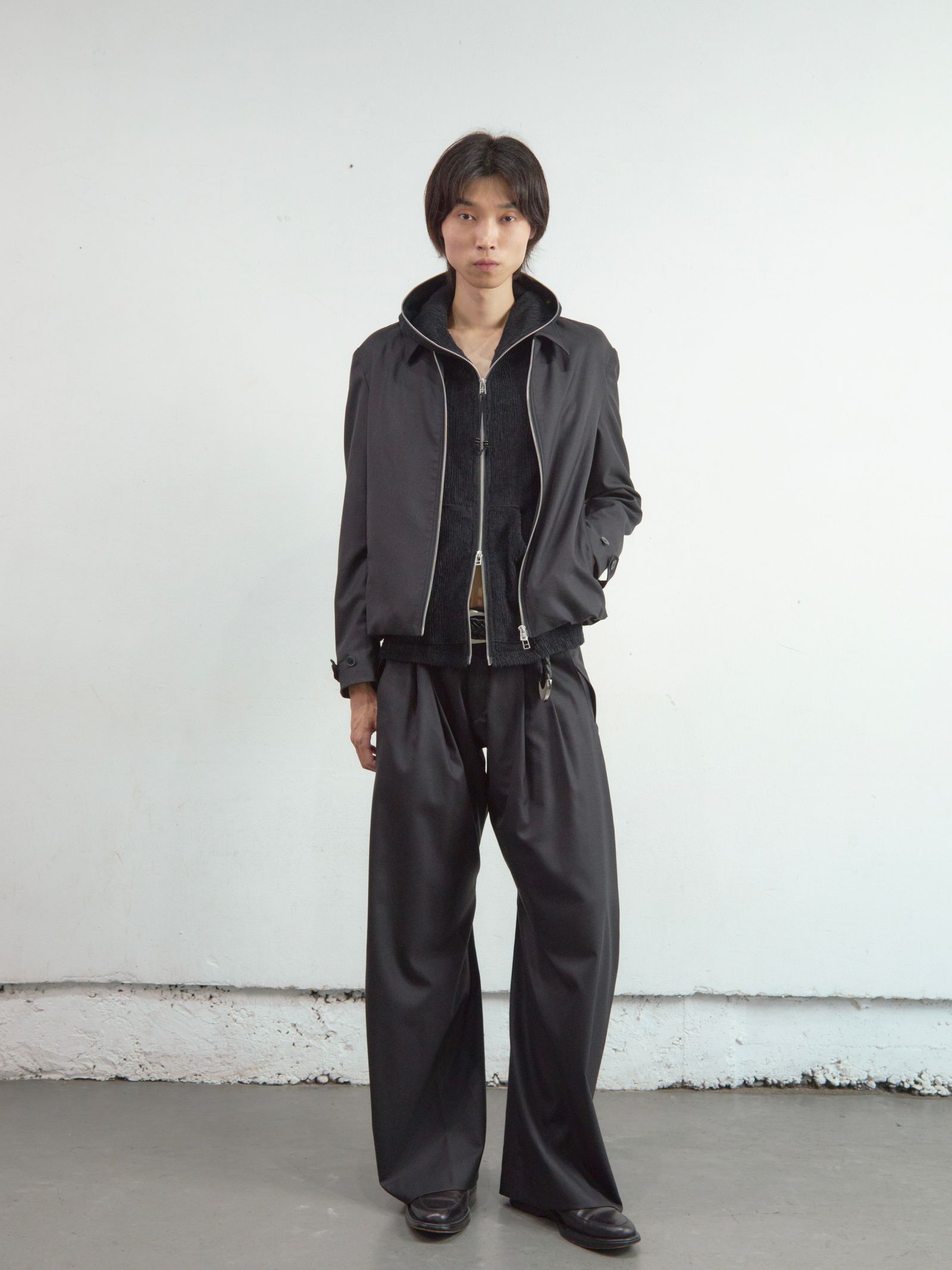 【26SS】ショート ジップ アップ ジャケット / SHORT ZIP UP JACKET / ブラック