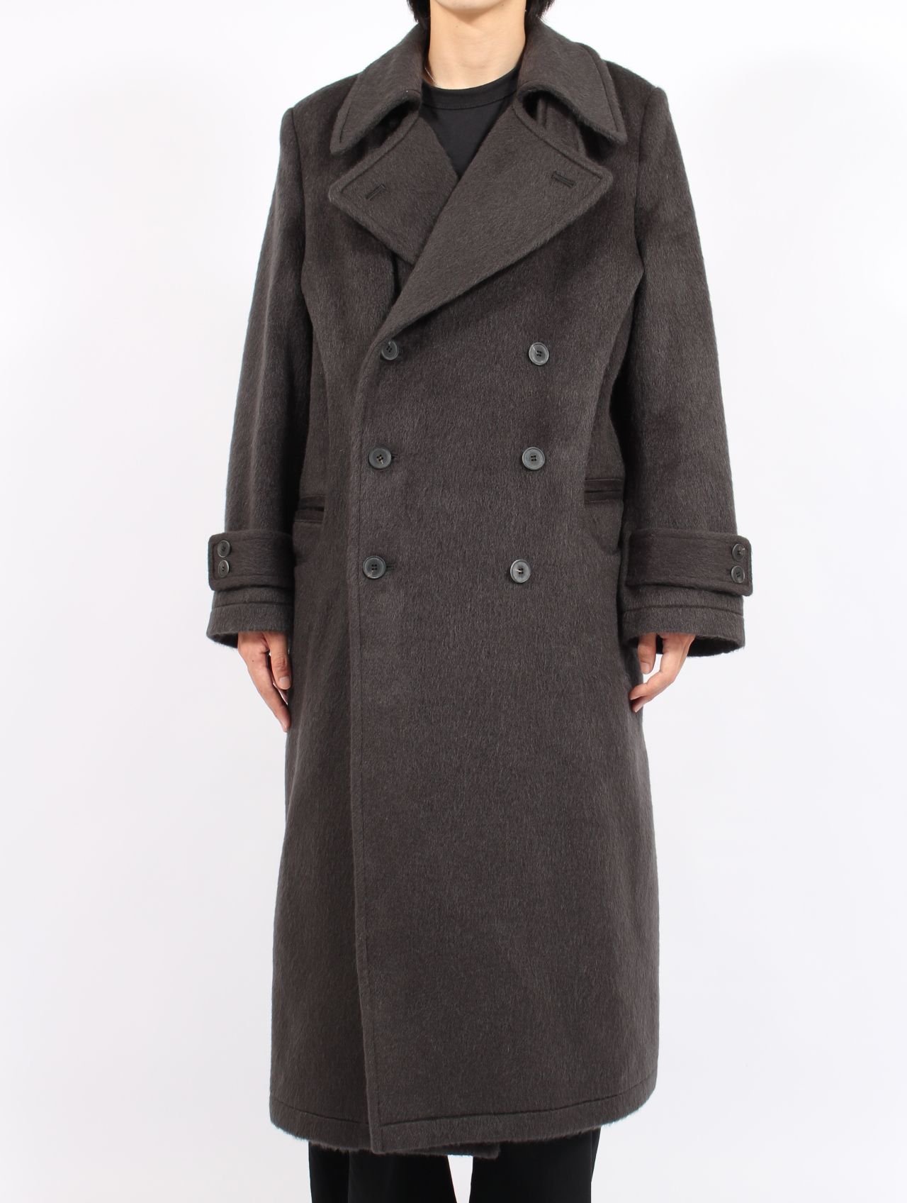 【25AW】 ダブル ブレステッド コート / DOUBLE BREASTED COAT / CHARCOAL(チャコール)