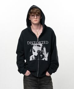 【26AW】ディストーテッド・ガール・ジップアップ・フーディ /"DISTORTED Girl" Zip-up Hoodie /ブラック