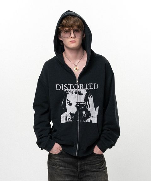 【26AW】ディストーテッド・ガール・ジップアップ・フーディ /"DISTORTED Girl" Zip-up Hoodie /ブラック