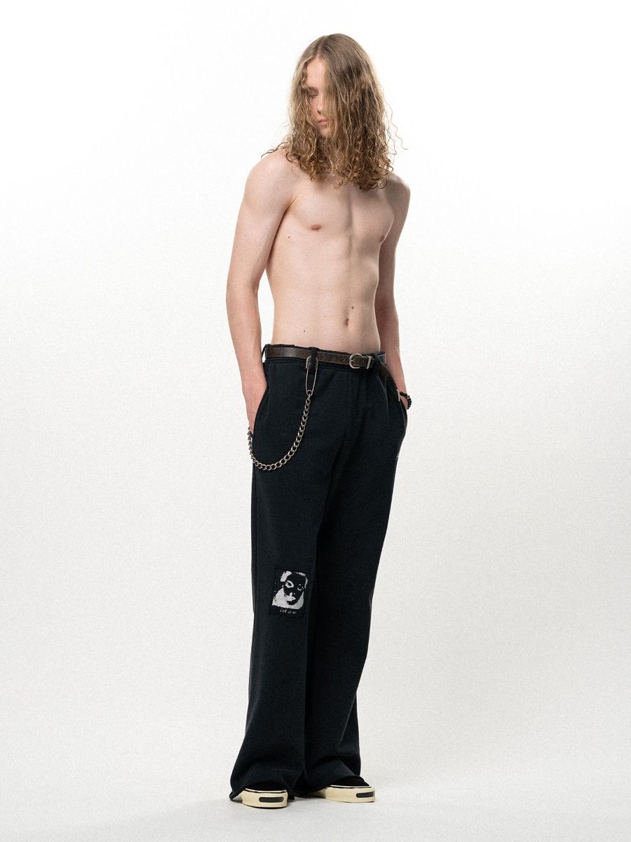 【26AW】 "ガールパッチ" ブーツカット スウェットパンツ フレア パンツ / "GIRL PATCH" BOOTCUT SWEAT PANTS / ブラック
