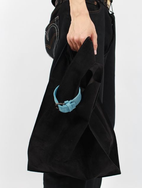 【25AW】ピッグレザー トートバッグ ショッピングバッグ 豚皮 本革 鞄 カバン  / LEATHER TOTE BAG / ブラック