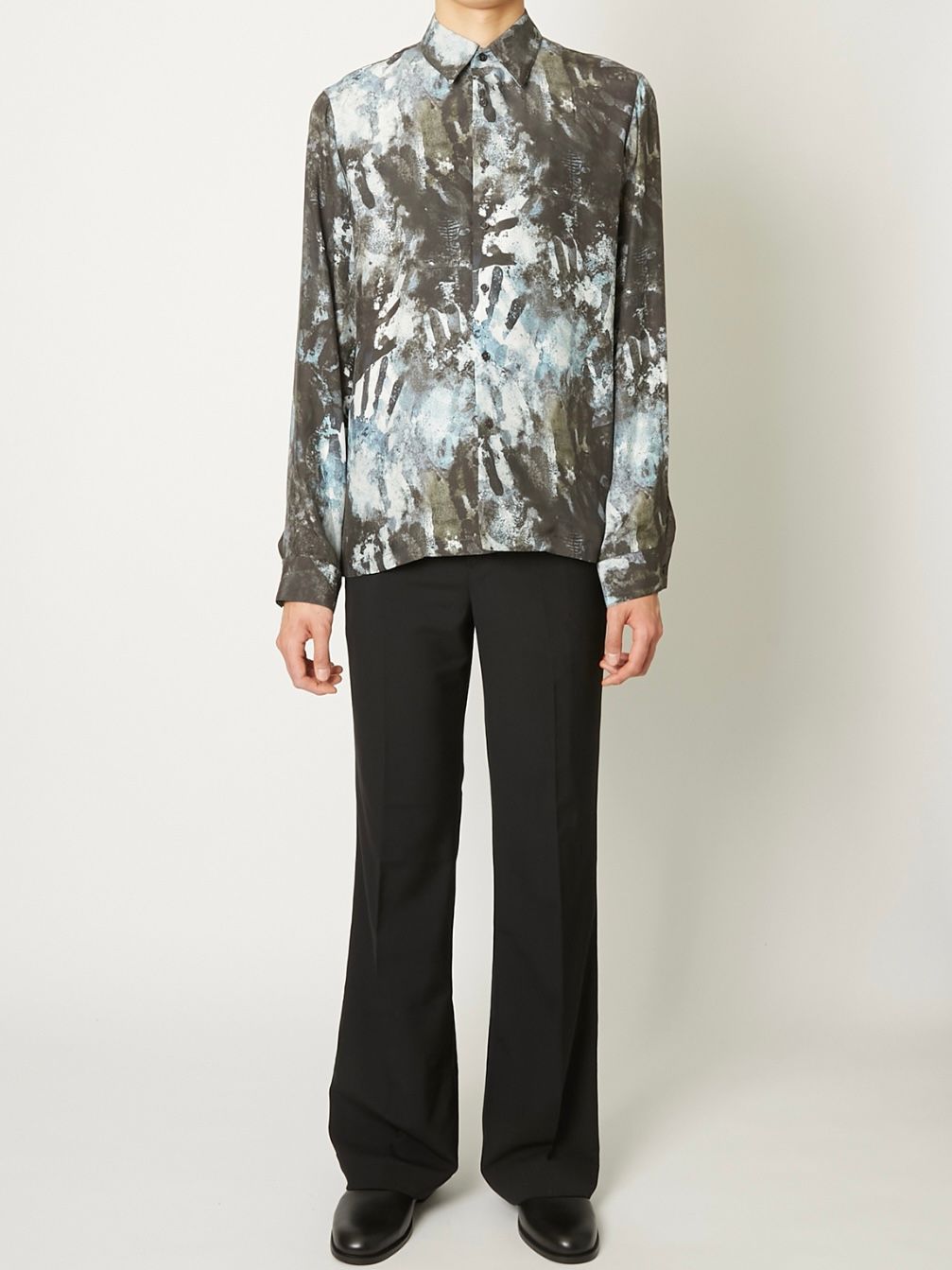 【26AW】ハンド モチーフ シルク シャツ 長袖 / HAND MOTIF SILK SHIRT / ブラック