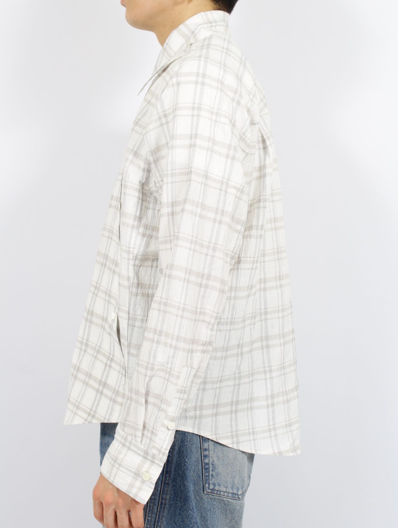 【25SS】プレイド パネルド ユーティリティ シャツ / PLAID PANELLED UTILITY SHIRT / WHITE(ホワイト)