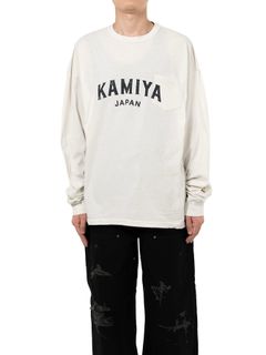 【25AW】カミヤ ロゴ ディストレスド ロング ポケット Tシャツ / "KAMIYA LOGO"DISTRESSED L/S POCKET TEE / ホワイト