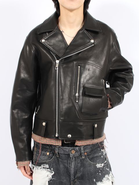 【25AW】カウレザー Dポケット ライダース / COW LEATHER D-POCKET RIDERS / ブラック
