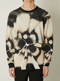 【24AW】フラワー ジャガード織りニット / JACQUARD KNIT / ブラック
