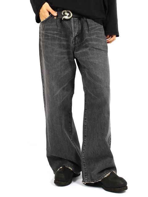 【25AW】"D" バックル スーパー ワイド デニム パンツ / "D" BUCKLE SUPER WIDE DENIM PANTS / ブラック