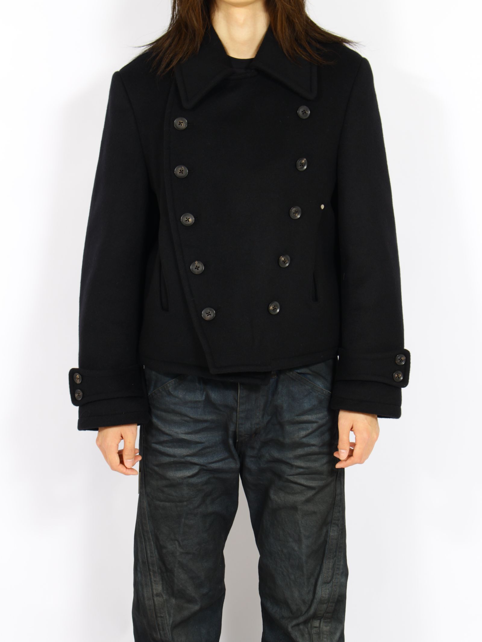 【26AW】ショート ペア コート ピーコート 3way ナポレオンジャケット / SHORT PEA COAT / ブラック