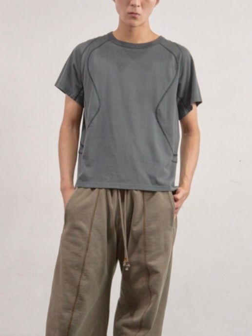 【26SS】 パネルド ハーフスリーブ Tシャツ / PANELLED HALF SLEEVE T-SHIRT / SLATE BLUE (グレー)