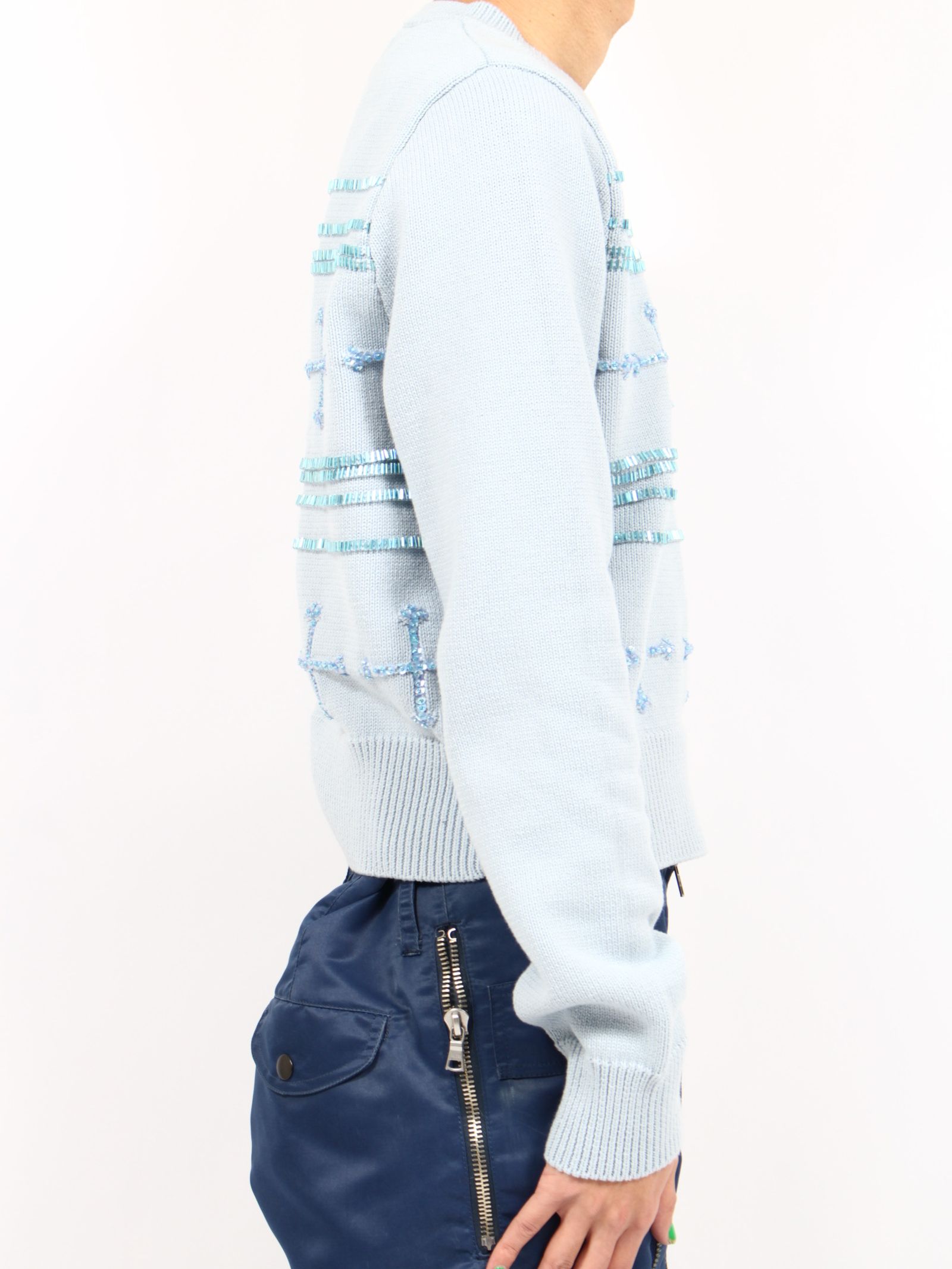 【25SS】ビジュー クロス タイト ニット / BIJOU CROSS TITE KNIT / スカイ