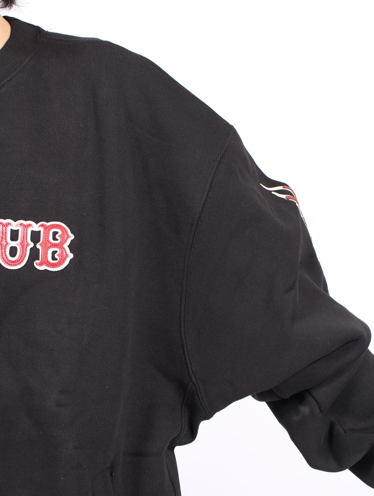 【25AW】レザー フレーム スウェットシャツ / LEATHER FLAME SWEATSHIRT / ブラック