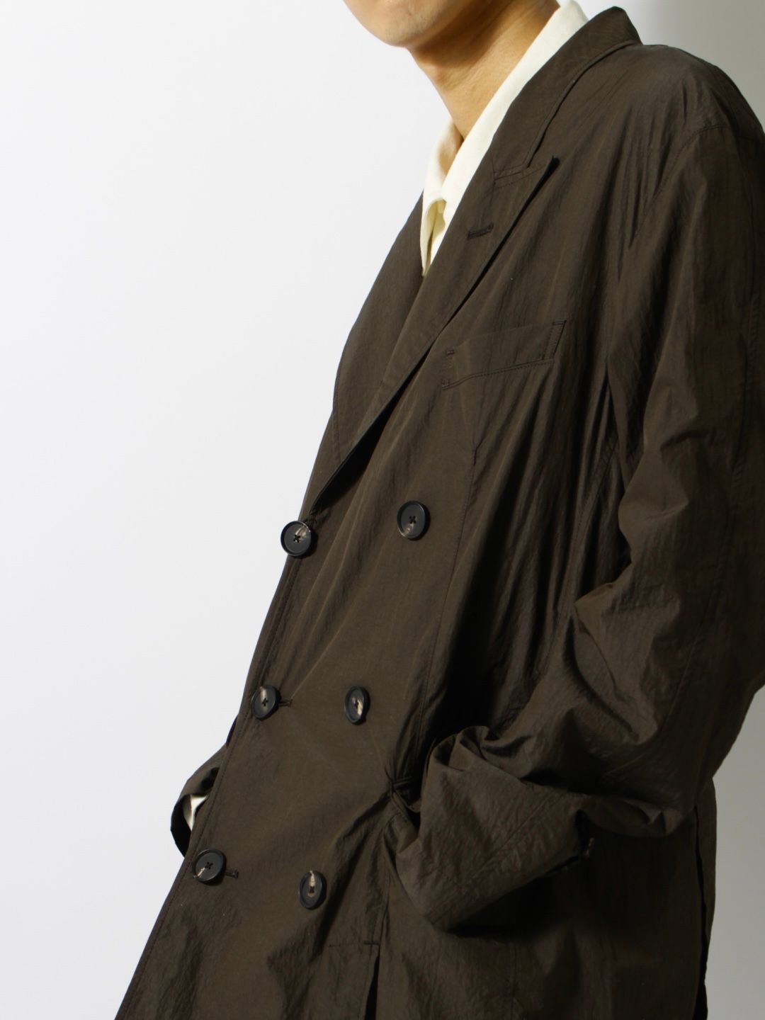 【25SS】ワッシャーナイロン ダブル ブレステッド ジャケット / WASHER NYLON DOUBLE BREASTED  JACKET.13 / バッファローブラウン
