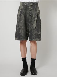 【27SS】ベルテッド デニム ショーツ ジャガードデニム ハーフパンツ / BELTED DENIM SHORTS / グレー