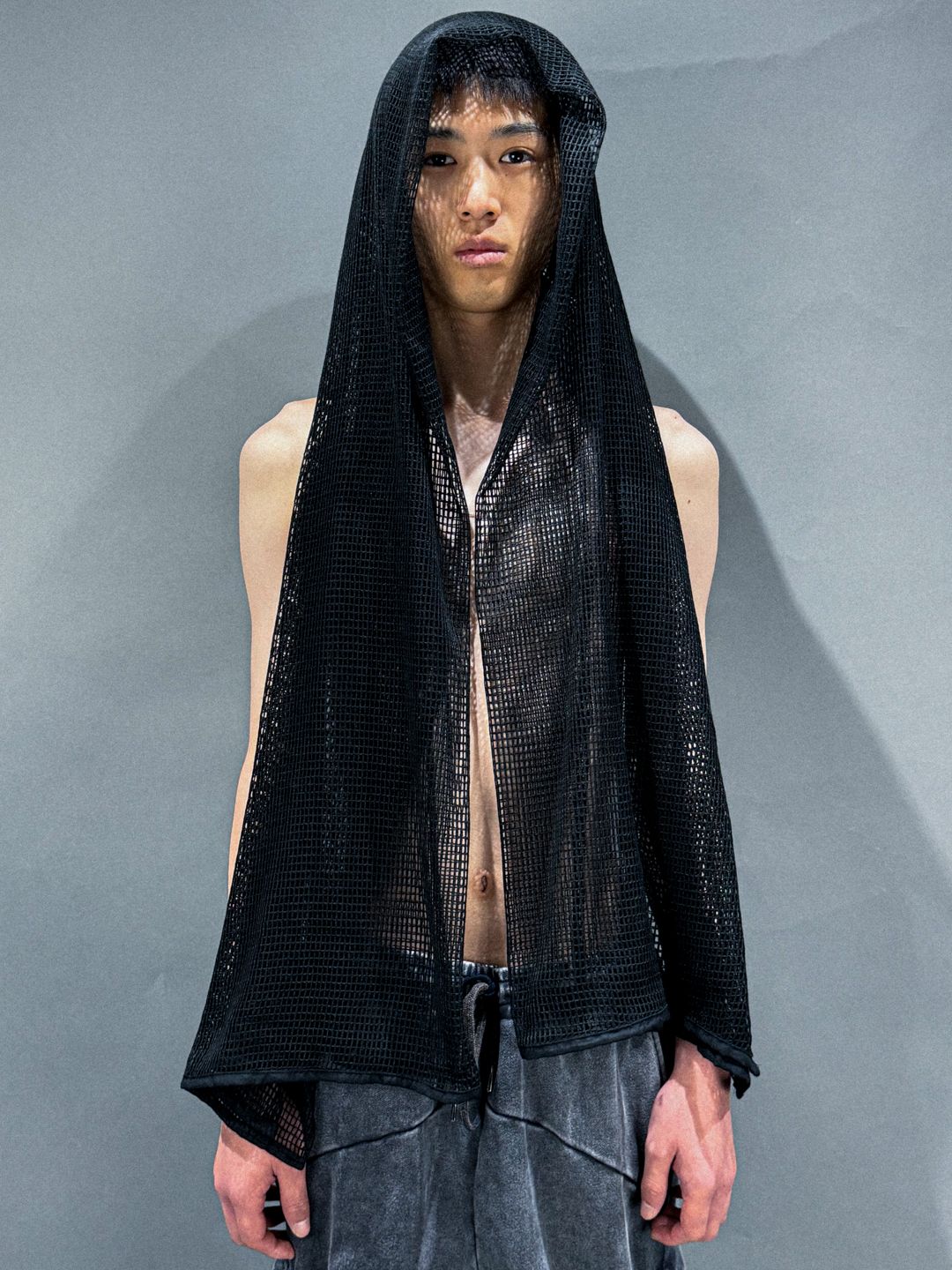 【25AW】アーミー メッシュ ロングストール / ARMY MESH STOLE / ブラック