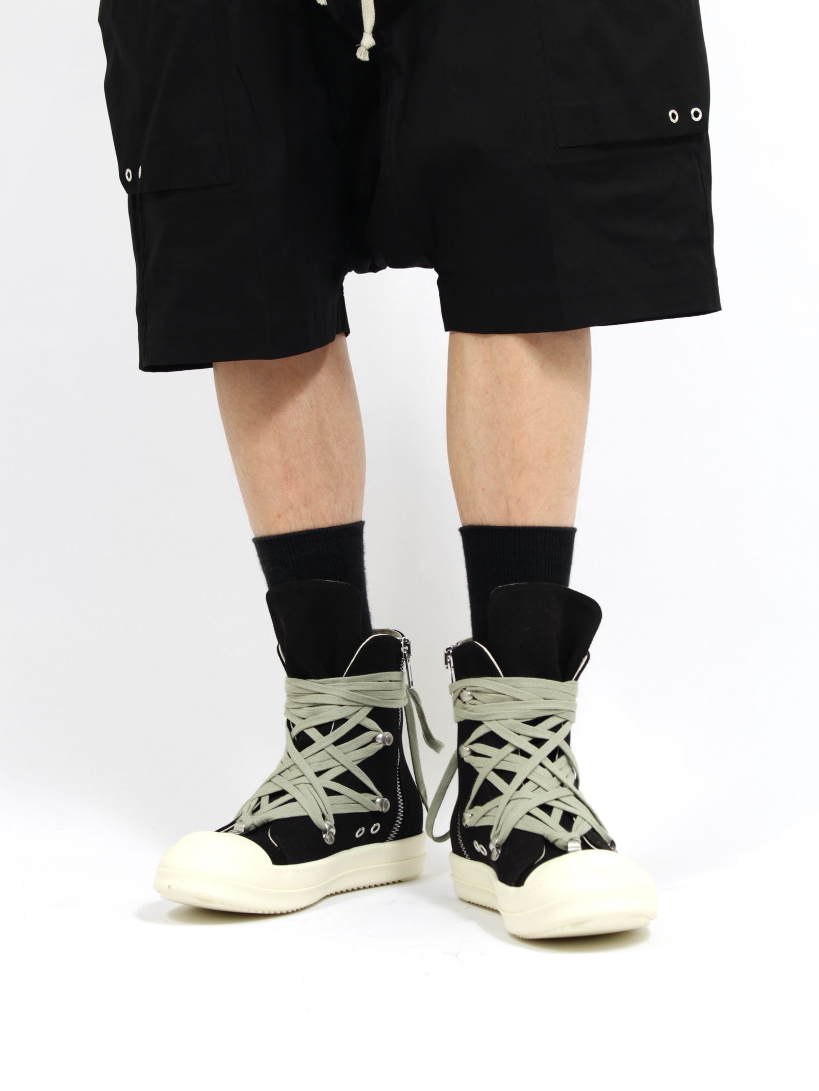 【26SS】メガレース ハイカット スニーカー / MEGALACE SNEAKS / ブラック×ホワイト