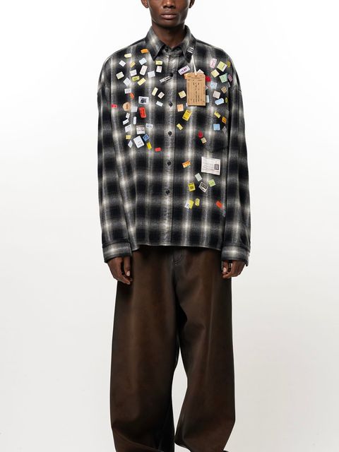 【26AW】 プライス ステッカー チェック シャツ / PRICE STICKER CHECK SH / ブラック