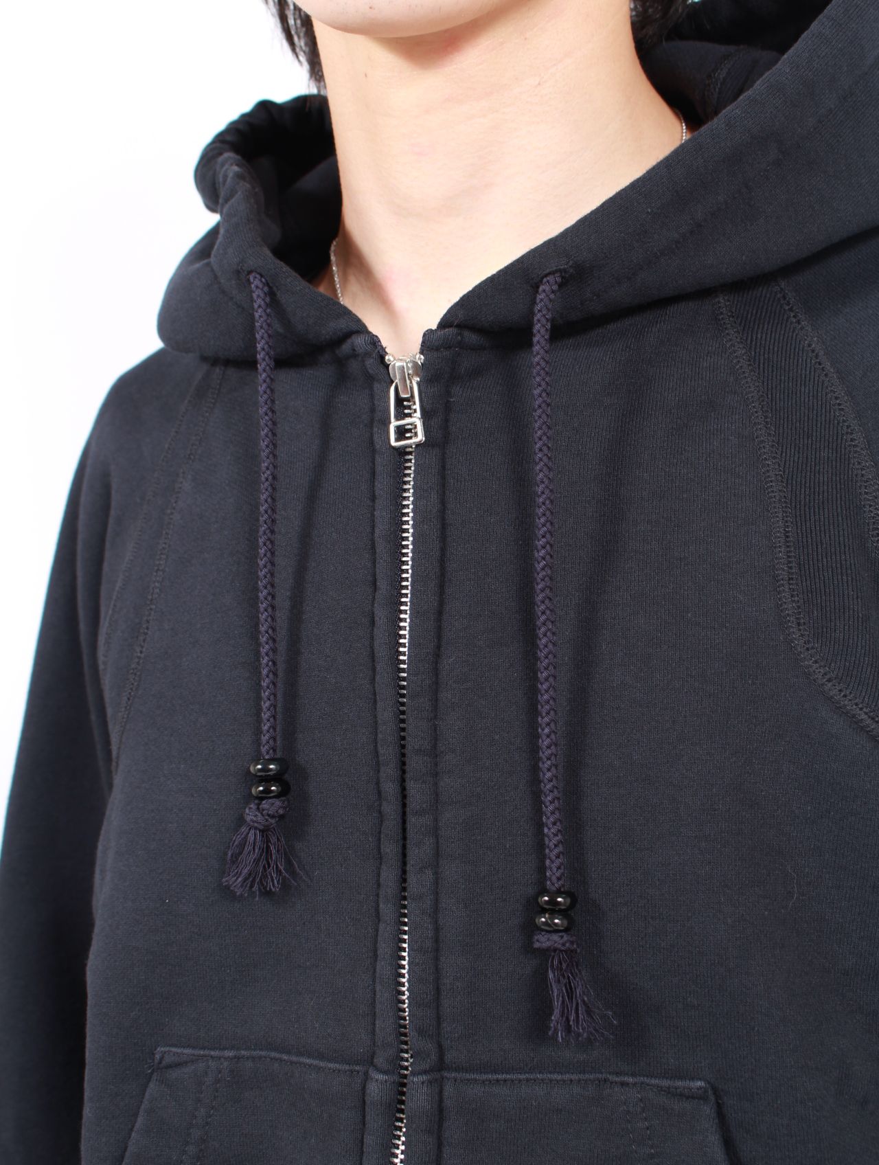 【25AW】 パネルド ジップアップ フーディー パーカー / PANELLED ZIP UP HOODIE / BLACK(ブラック)