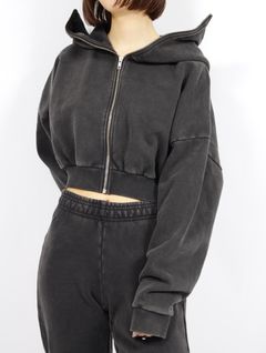 クロップド フルジップ フーディー パーカー / CROPPED FULL ZIP / WASH BLACK(ウォッシュブラック)