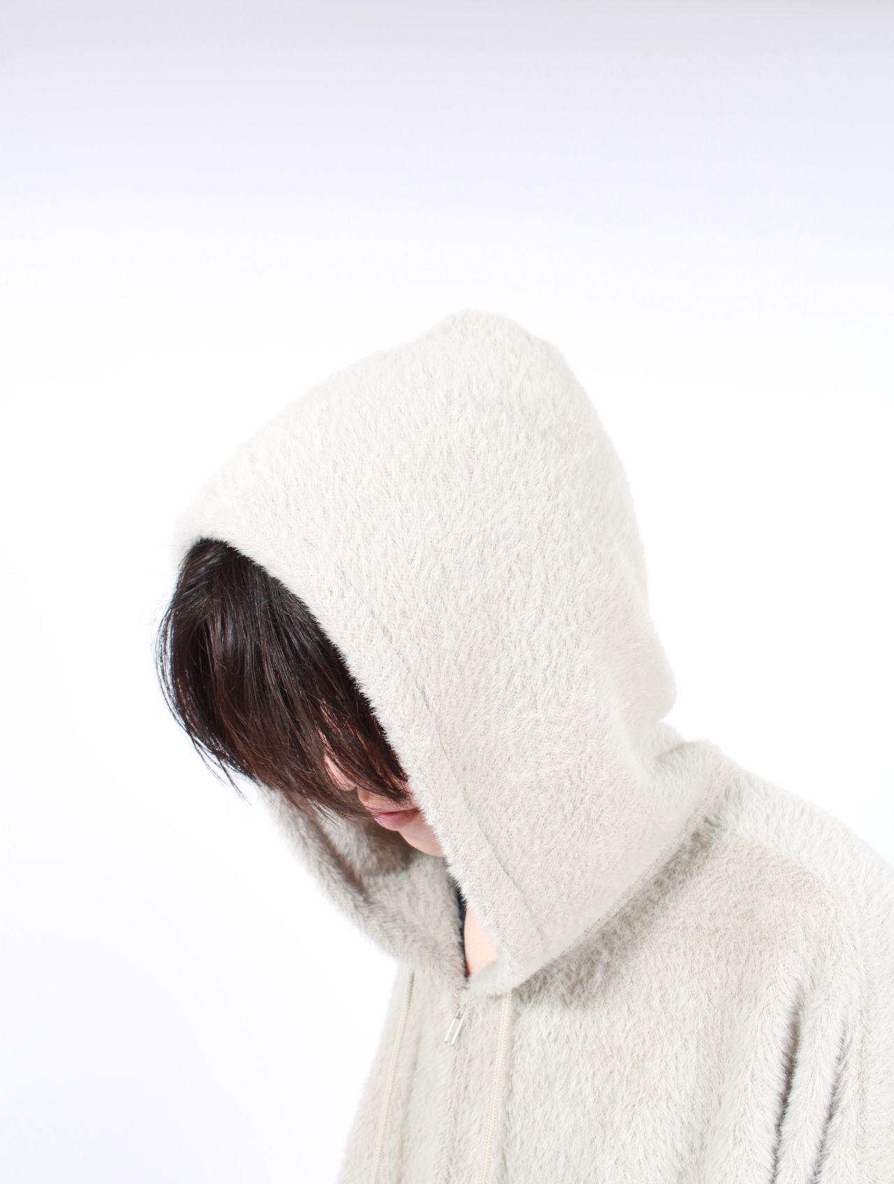 【25AW】テディベア フーデッド セーター シャギー ジップアップ パーカー / TEDDY BEAR HOODED SWEATER / ミント