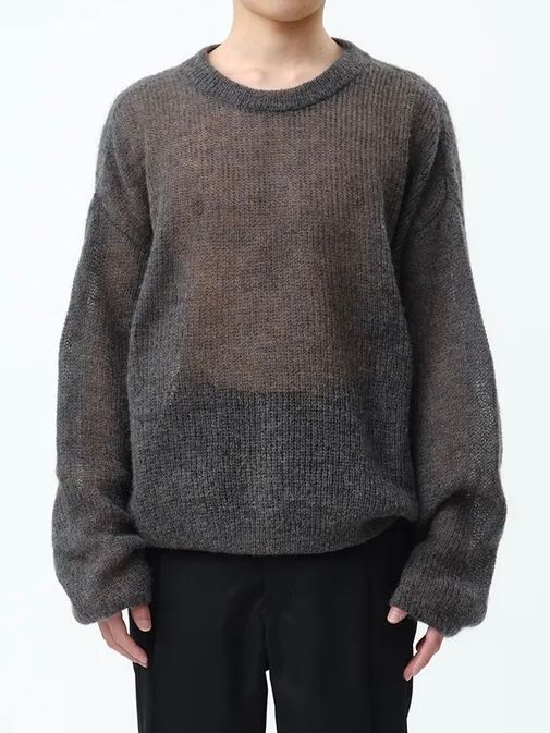 【24AW】モヘア ローゲージ ニット / MOHAIR LOW GAUGE P/O KNIT .12 / チャコール
