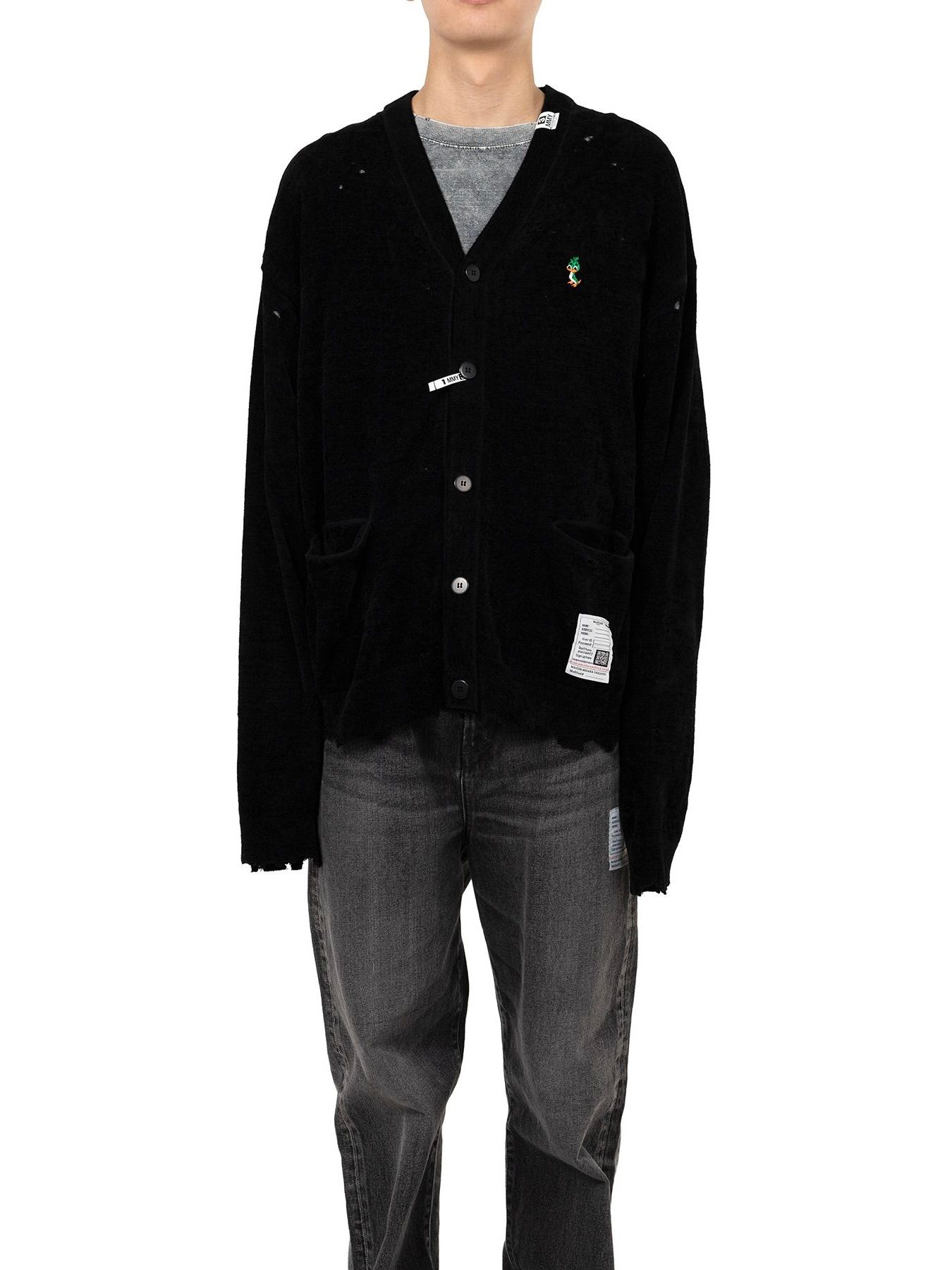 【25AW】ディストレスド ニット カーディガン / DISTRESSED KNIT CD / ブラック