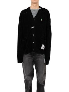 【25AW】ディストレスド ニット カーディガン / DISTRESSED KNIT CD / ブラック
