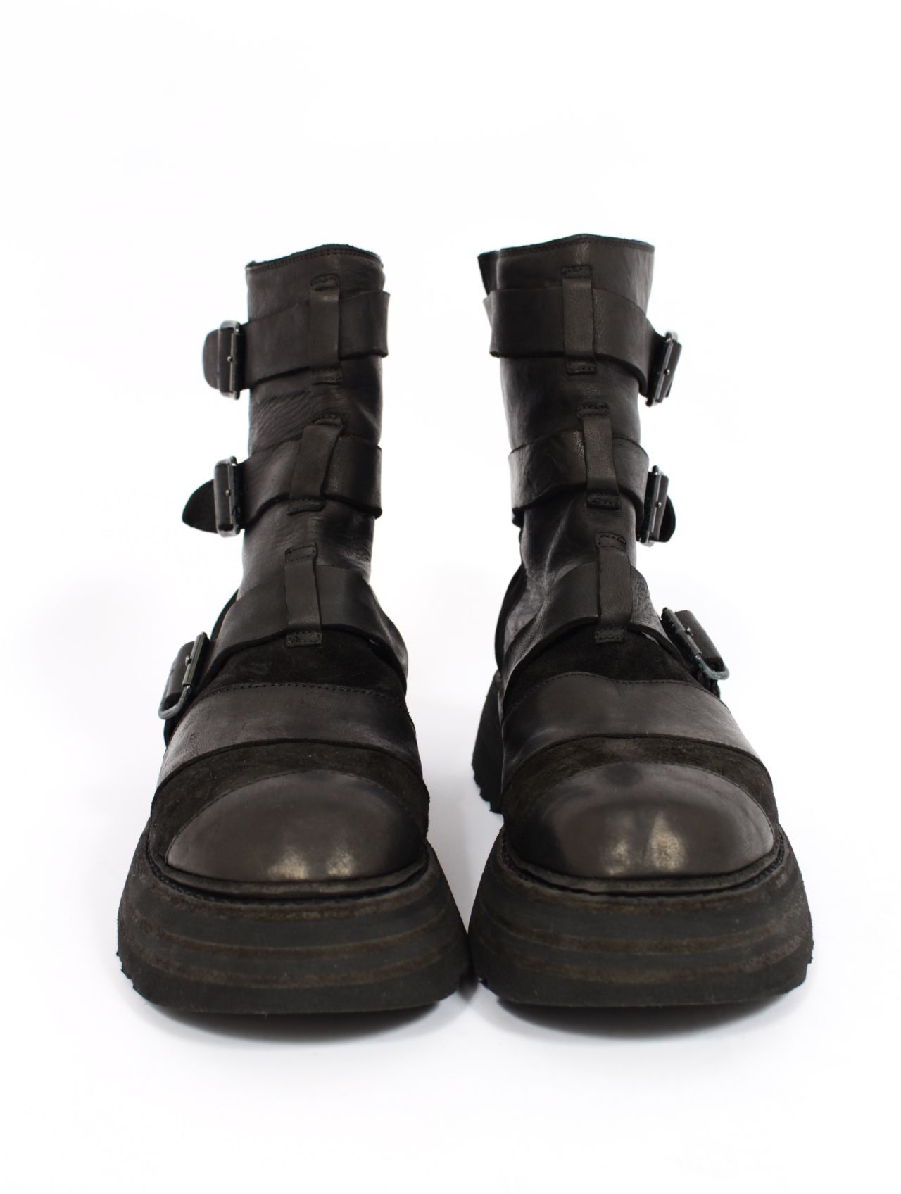 【526VPW】250足限定 馬革 ラバーソール ベルトバックル パッチワーク ブーツ / BELT BUCKLES PATCHWORK BOOT HORSE FULL GRAIN & REVERSE / ブラック