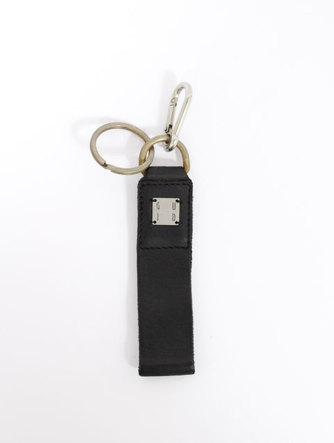 【KH04】牛革 レザー キー チェーン / LEATHER KEY CHAIN GROPPONE FULL GRAIN / ブラック