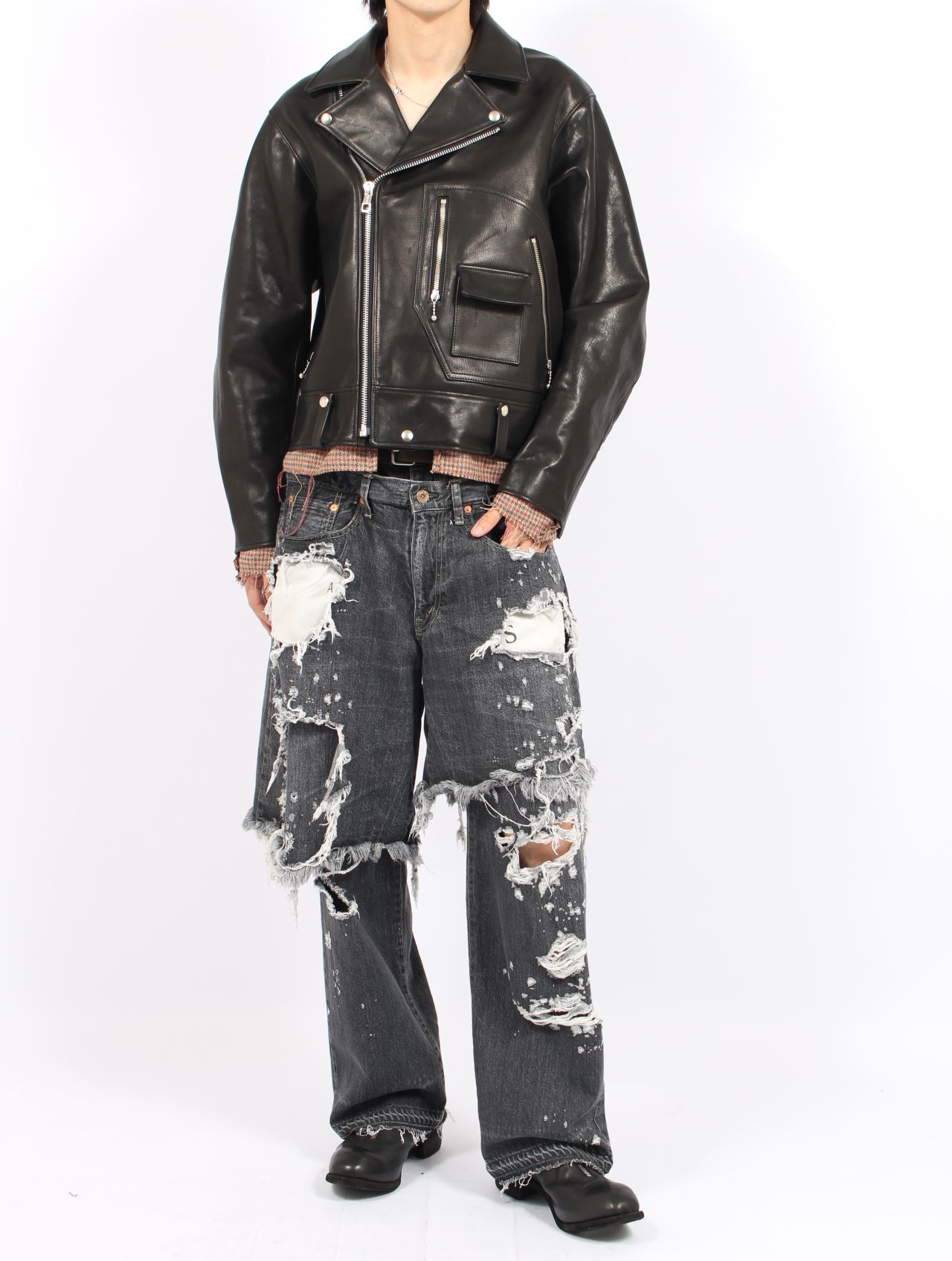 【25AW】カウレザー Dポケット ライダース / COW LEATHER D-POCKET RIDERS / ブラック