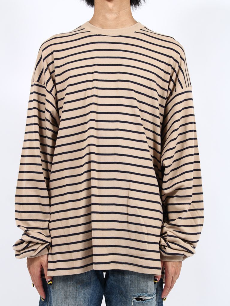 BASICKS - 【24SS】オーバーサイズ ストライプ ロング Tシャツ 