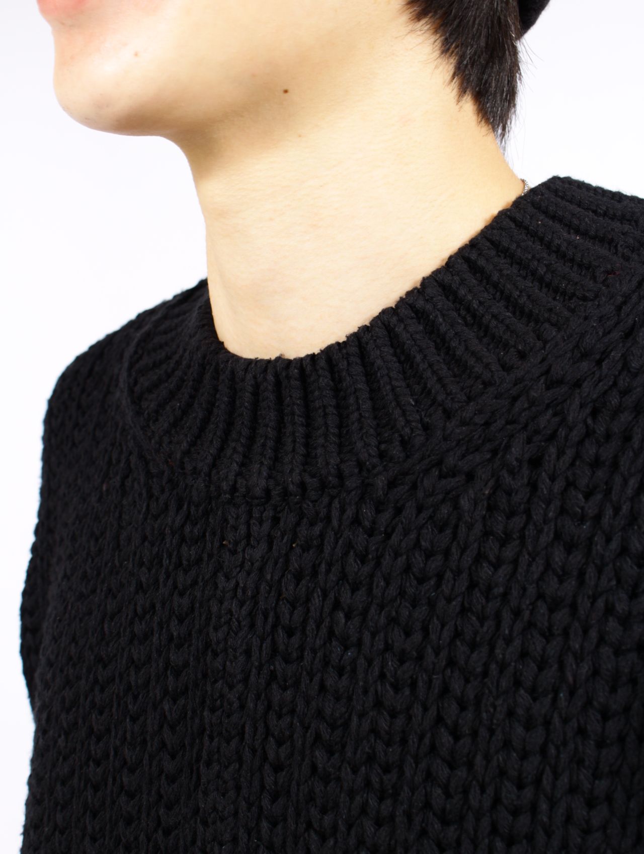 【25AW】シルク ウール ハイゲージ ニット / SILK WOOL KNIT / ブラック