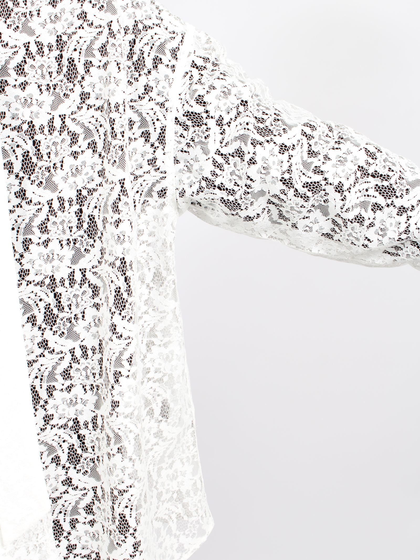 【26AW】フラワーレース ボウタイ シャツ 花柄レース 長袖シャツ / FLOWER LACE BOW TIE SHIRT / ホワイト