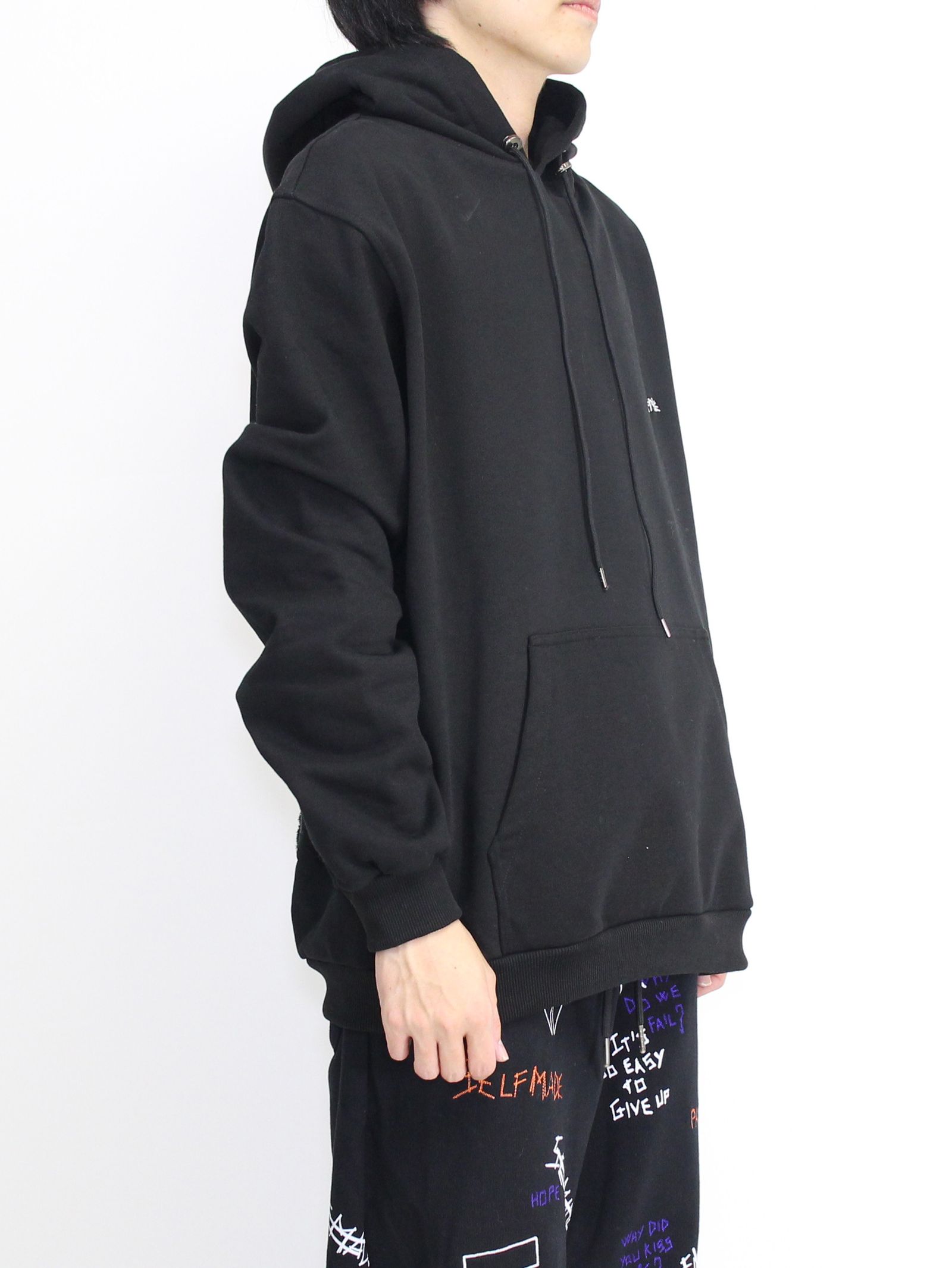 【20AW】バック刺繍柄 タオル地ワッペン パーカー / ACK HOODIE EMBROIDERED / ブラック × イエロー