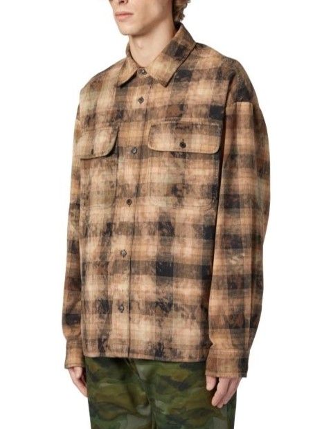 【24AW】カーブ ロゴ チェック シャツ / CURVED LOGO CHECK SHIRTS L/S / ブラウン×ホワイト