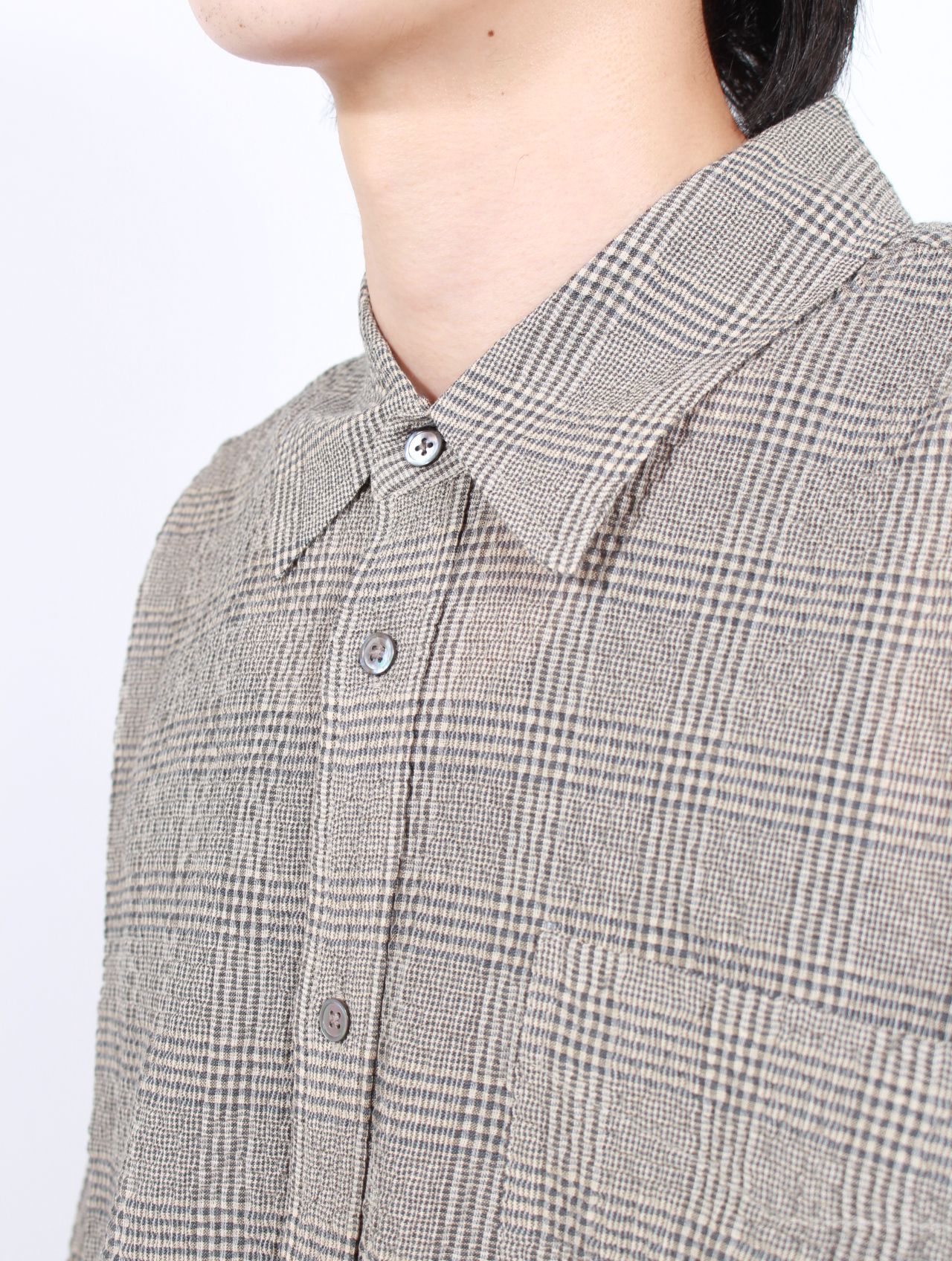 【25AW】ルーム シャツ 長袖 チェック / ROOM SHIRT / CRINKLED GREY CHECK(グレーチェック)