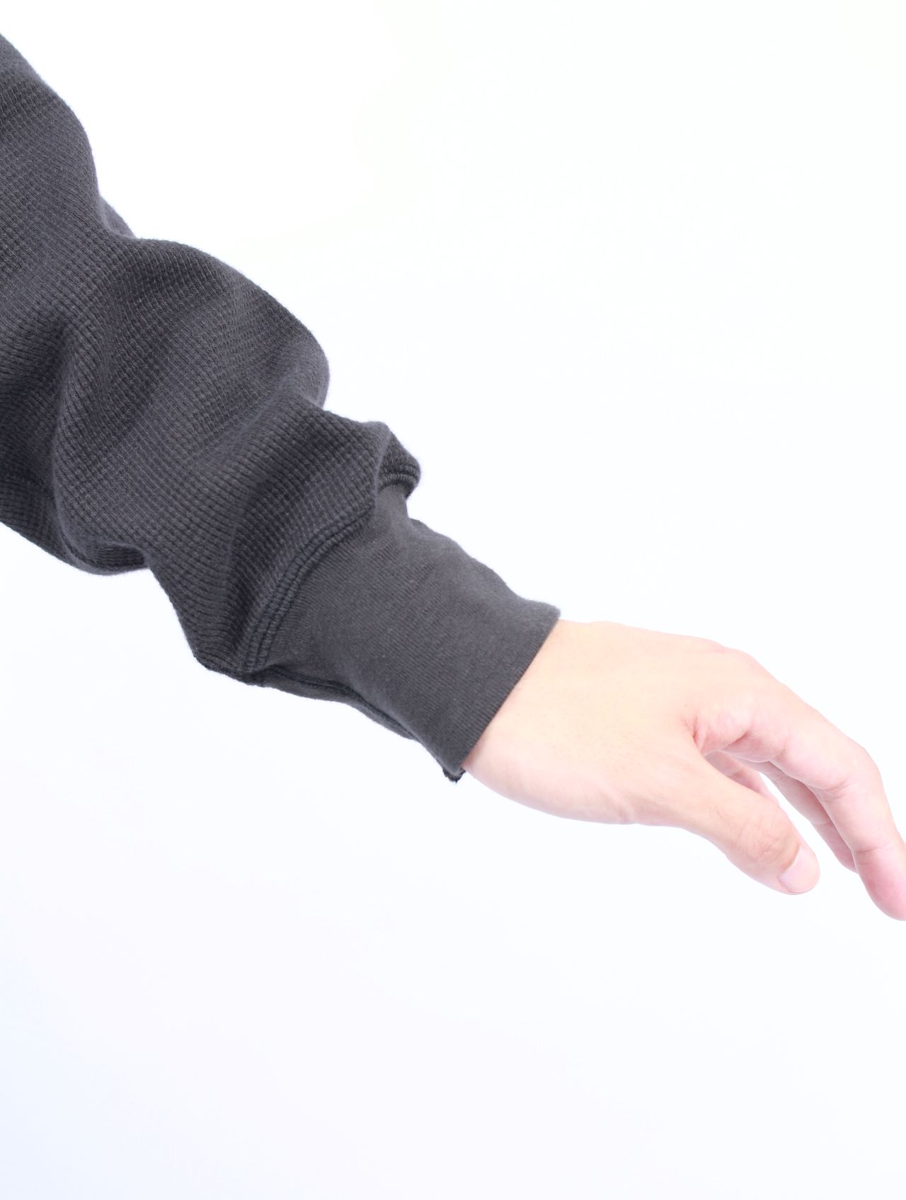 【25AW】ボロ ワッフルニット ヘンリー ロングスリーブ Tシャツ / BORO WAFFLEKNIT HENLEY L/S TEE / ブラック