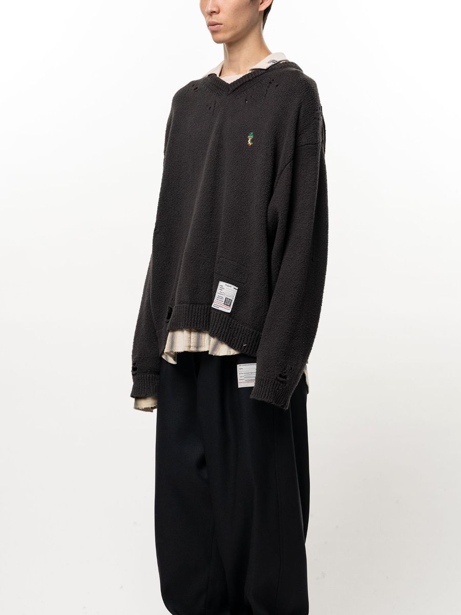 トリプル レイヤード カラード ニット セーター / TRIPLE LAYERED COLLARED KNIT SWEATER / ブラック