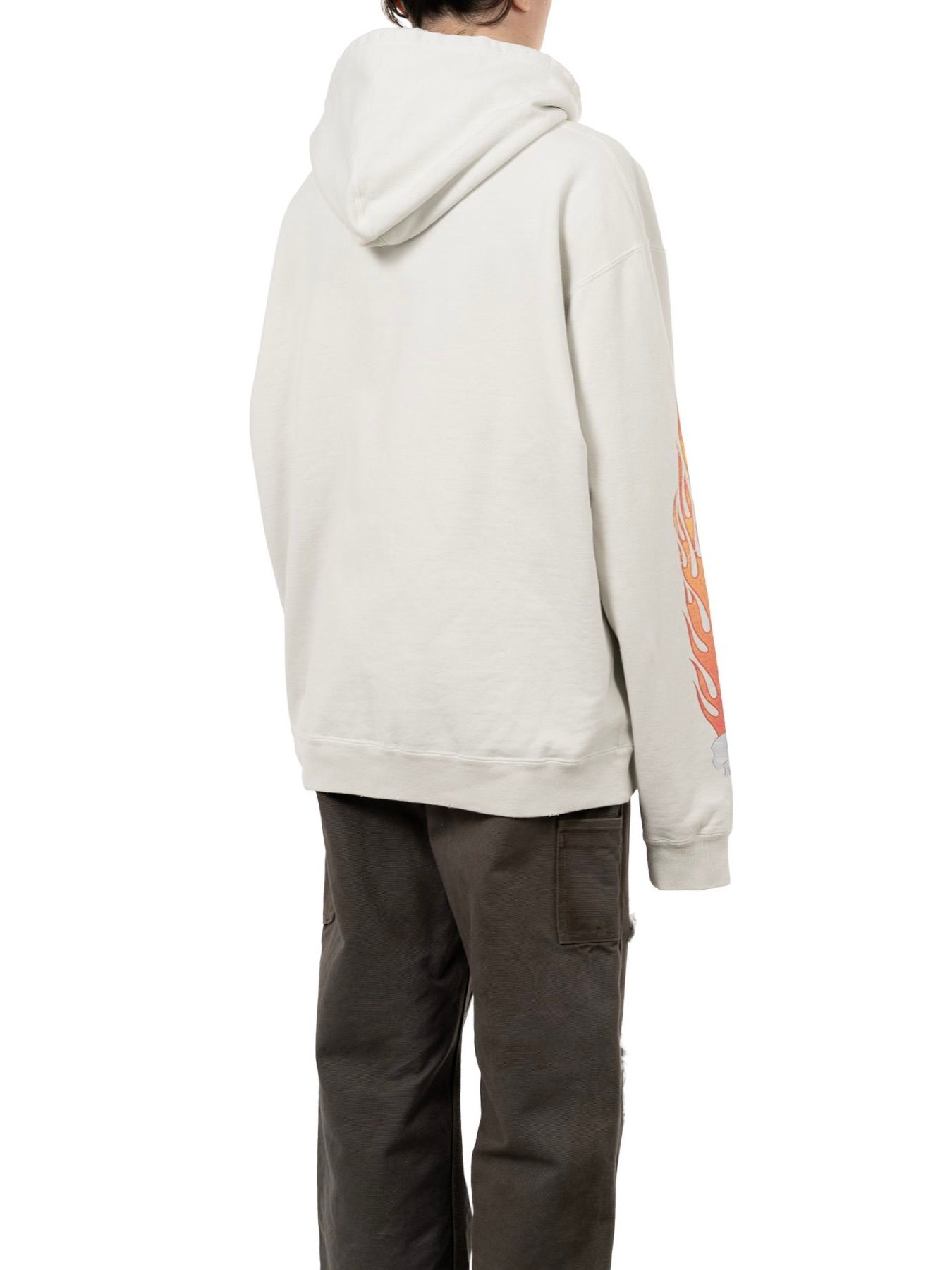 【25AW】スカル フレイム ディストレスド ジップ パーカー / "SKULL FLAME"DISTRESSED ZIP HOODIE / ホワイト