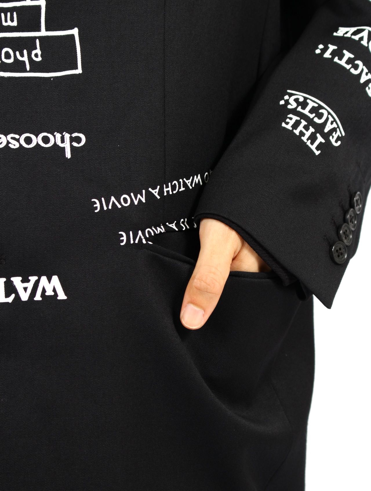 【25AW】"タトゥー" プリント テーラード ジャケット / "TATTOO" PRINTED TAILORED JACKET / ブラック